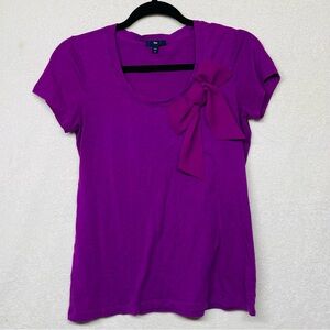 Gap Women's Purple Top with Bow Detail size M